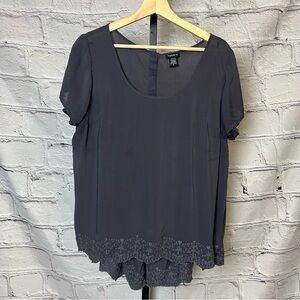 TORRID Hi Low Short Sleeve Dark Gray Shirt